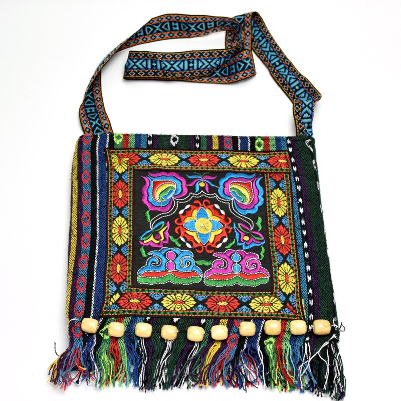 Retro Vintage Embroidery Boho Tote Messenger National Style Ethnic Shoulder Bag Tassel Tote Messenger Bag Hippie Crossbody: 2