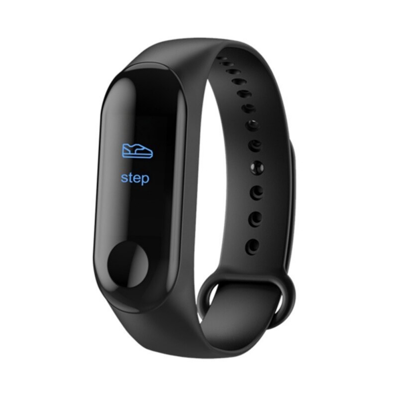 Multi-function Running Step Count Smart Wristband Pressure Heart Rate Sleeping Monitor Watch USB-Charge Sports Tool: Black