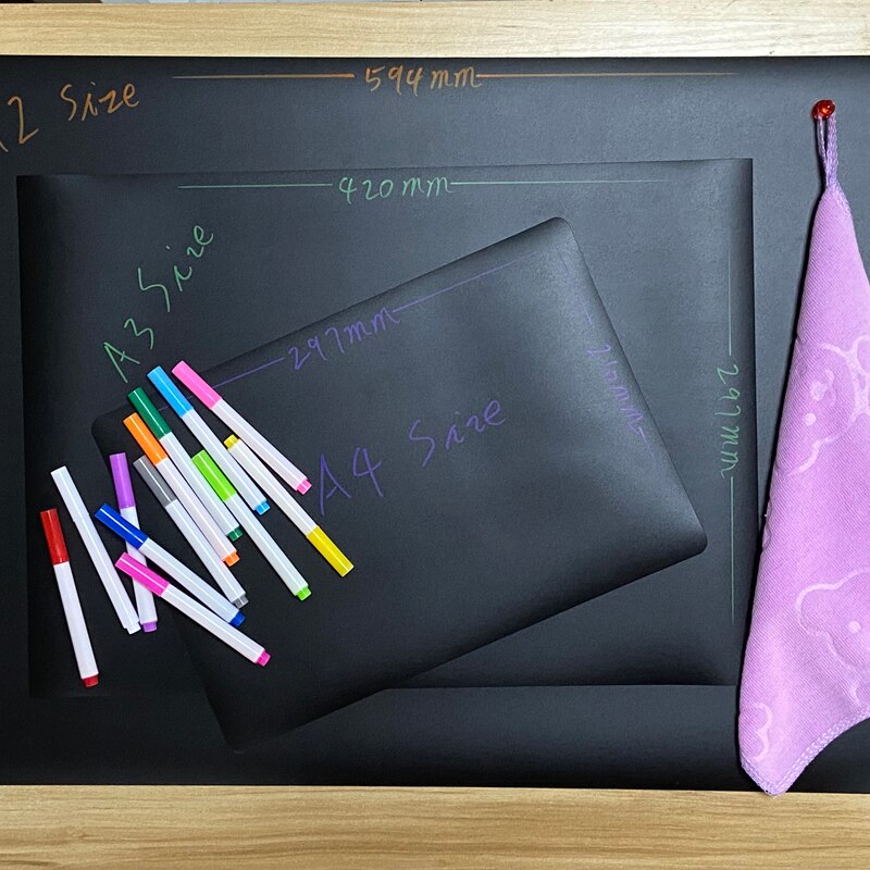 A3 Size Chalkboard Sticker Magnetic Blackboar Black Presentation Poster Boards School Supplies Planner Calendar Dust Free Chalk
