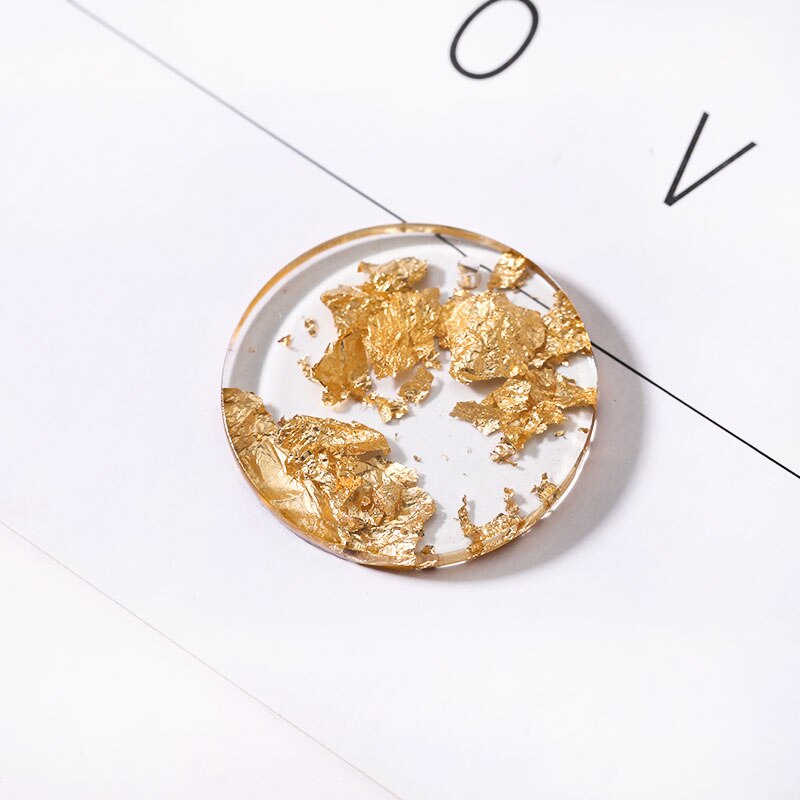 5pz 24/28 millimetri Foglia Oro Rotondo Della Resina Pendenti e Ciondoli per Risultati dell'orecchino Trasparente dell'annata Ciondola Gli Orecchini Gioielli Fai Da Te accessori F188: oro 28MM