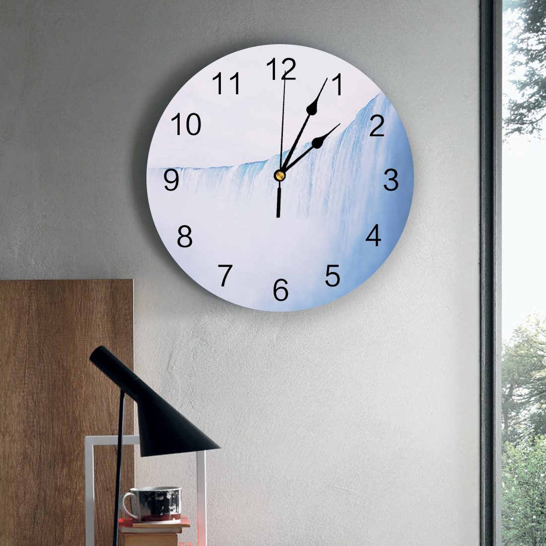 White Niagara Falls Cliffs PVC Wall Clock Home Decor Bedroom Silent Clock Kitchen Living Room Wall Digital Clock