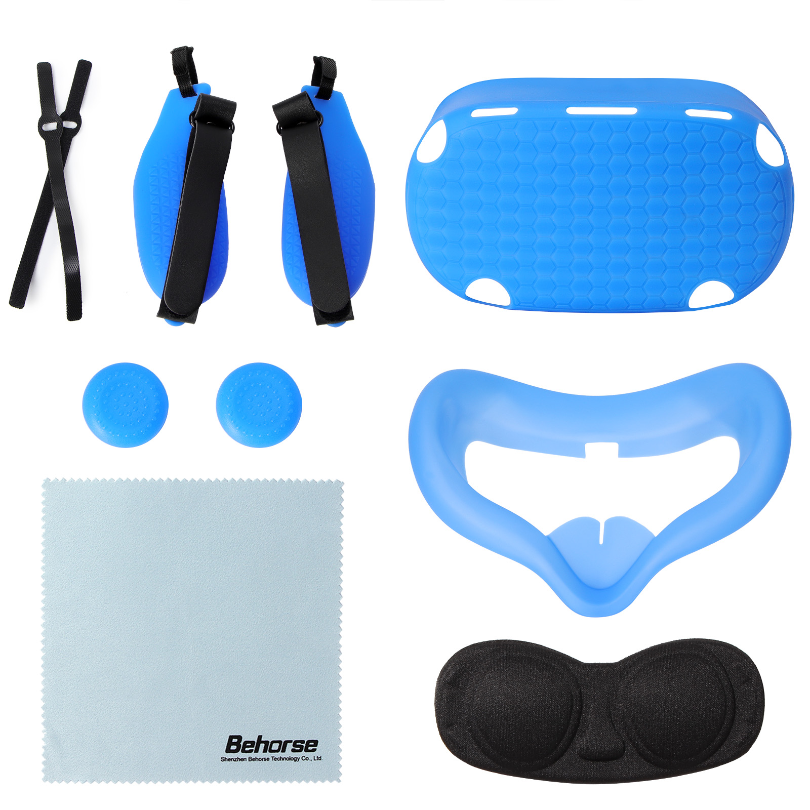 Oculus Quest 2 VR Protective Cover Set VR Touch Controller With Knuckle Strap Handle Grip for Oculus Quest 2 Accessories: Blue set