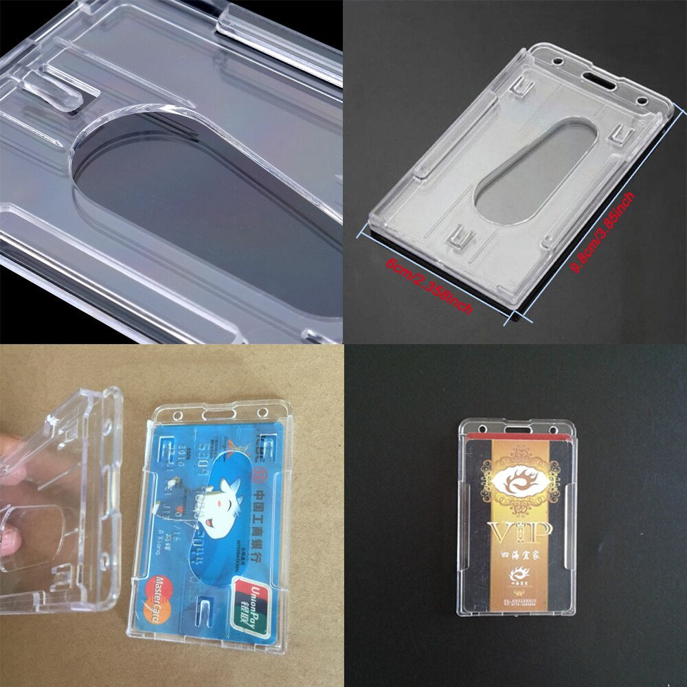 1PC Trasparente Doppia Scheda di Plastica Acrilica carte protettore Titolare Della Carta ID distintivo Titolare Della Carta per la Banca di credito ID Della Copertura Della Carta