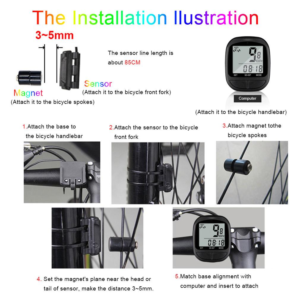 Bike Speed Meter Digital Bike Computer Multifunction Waterproof Sports Sensors Bicycle Computer Speedometer Odometer Stopwatch