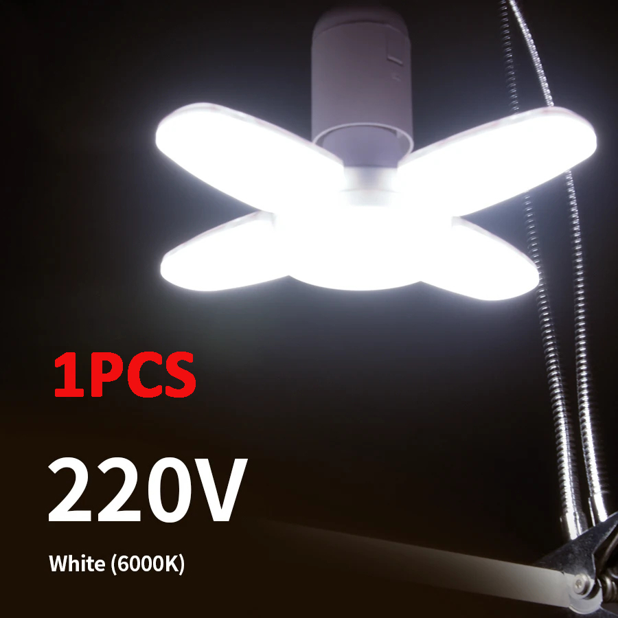 E27 Fan Shape LED Bulb AC220V 28W Foldable Led Light Bulb Lampada For Home Living Room Warehouse Garage Ceiling Light: black