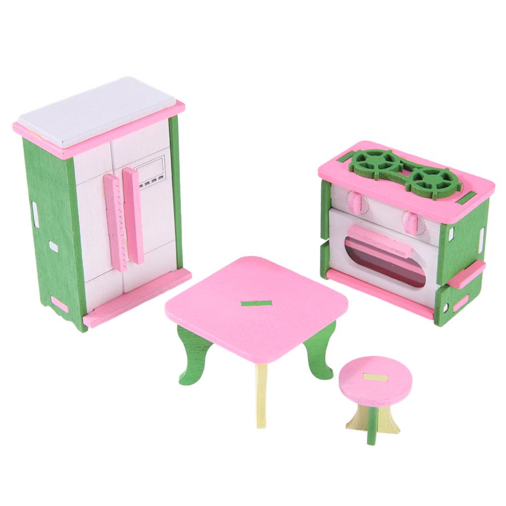 Simulation Miniature Wooden Furniture Toys Dolls Kids Baby Room Play Toy Furniture DollHouse Wood Furniture Set For Dolls: 581