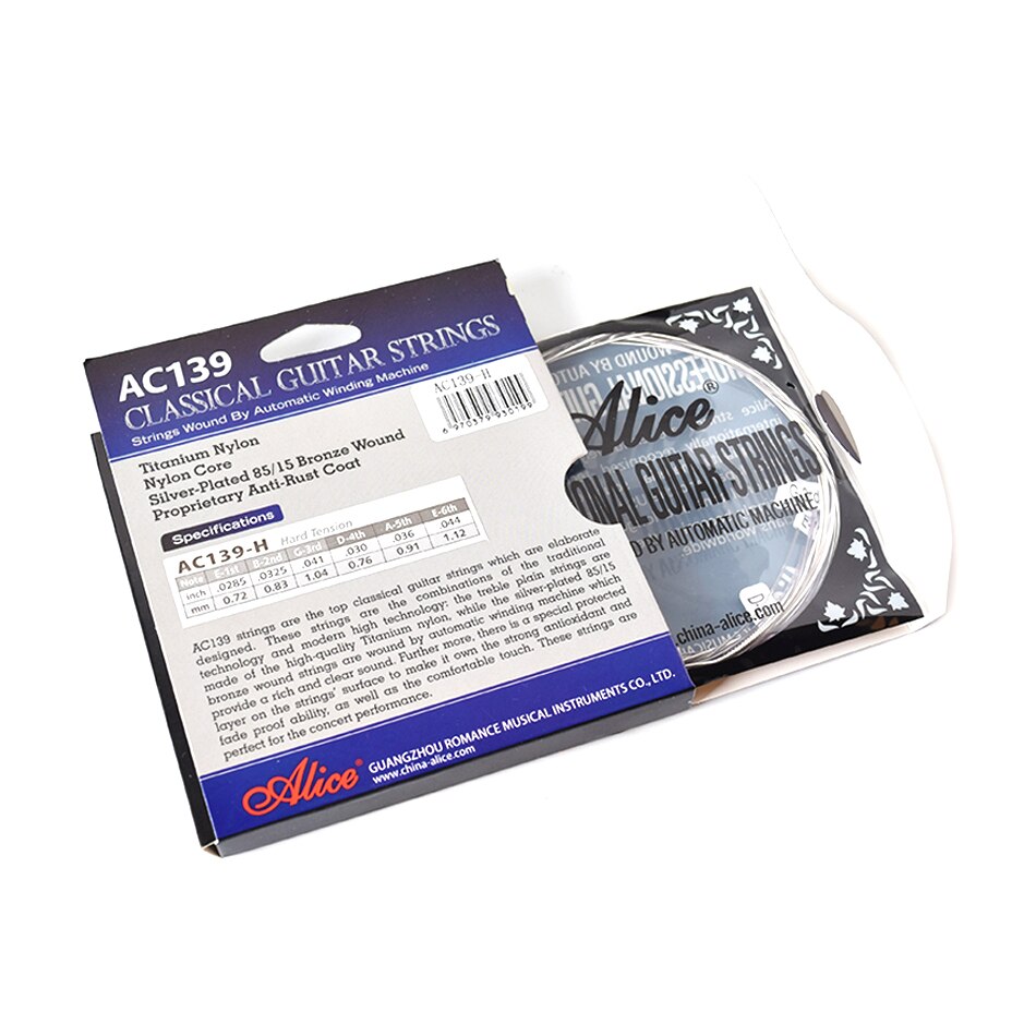 Alice AC139 struny robić gitary klasycznej tytanowy nylon posrebrzany 85/15 brąz rany 028 0285 cala normalne i twarde napięcie
