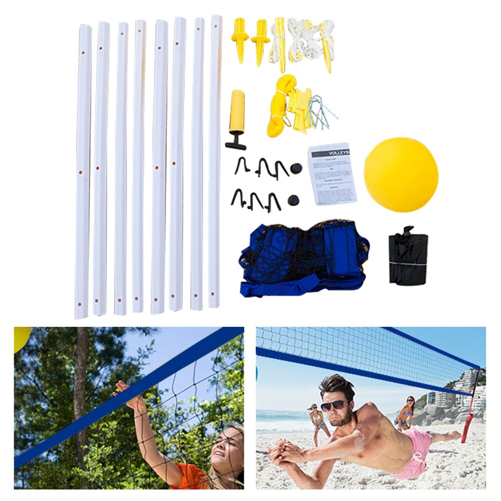 Tilbehør træning volleyball net sæt sommer strand foldbar badminton justerbar højde udenfor sportsnet