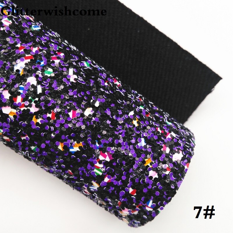 Glitterwishcome 21X29CM A4 Size Synthetisch Leer, Chunky Glitter Leer, faux PU Leer stof Vinyl voor Bows, GM037A: 7