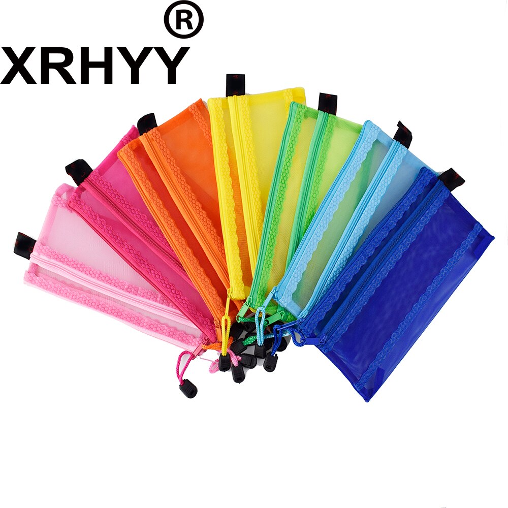 A6 Double Zipper Mesh Pouch Pencil Pen Document Bag Storage Pouch Travel Stationery Holder Office Supplies Travel Accessories