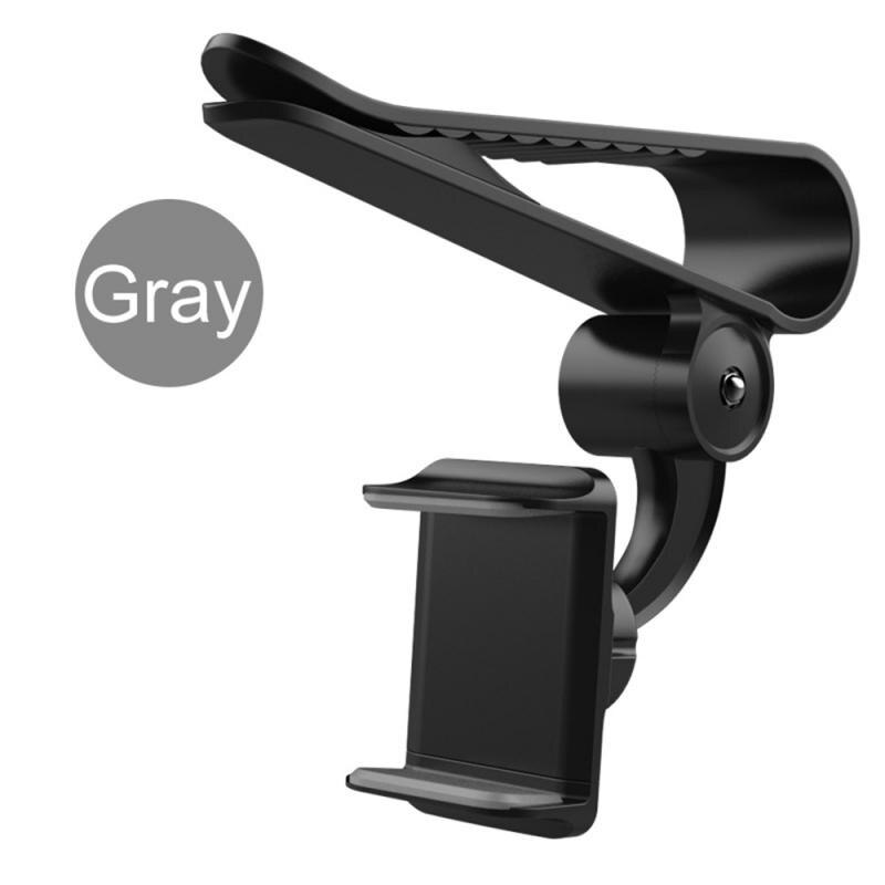 US Car Sun Visor Clip Mount GPS Mobile Phone Holder Stand Bracket 360° Rotatable: gray