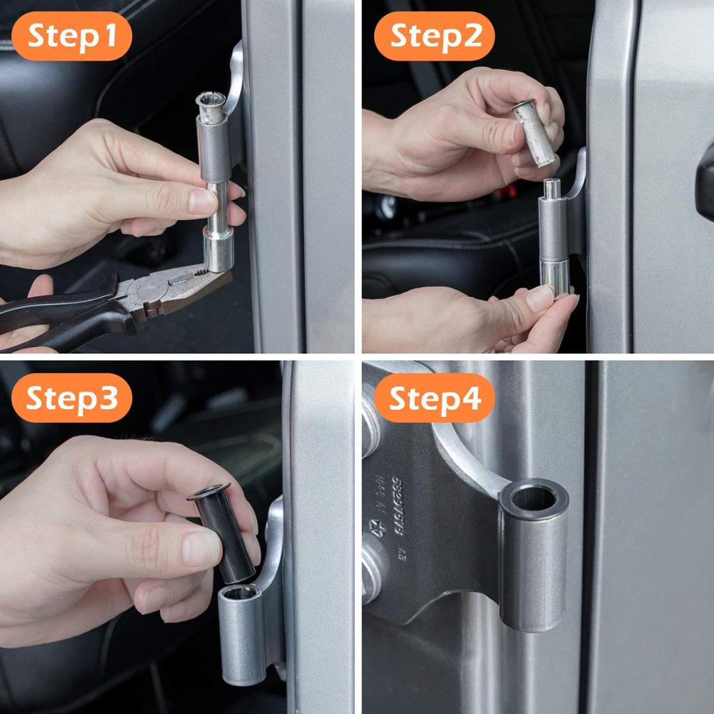 17pcs/Set Door Pin Guides &amp; Door Bushing Removal Tool For Jeep Wrangler JK JL Stainless Steel Door Hinge Pin Bolts Guides Liners