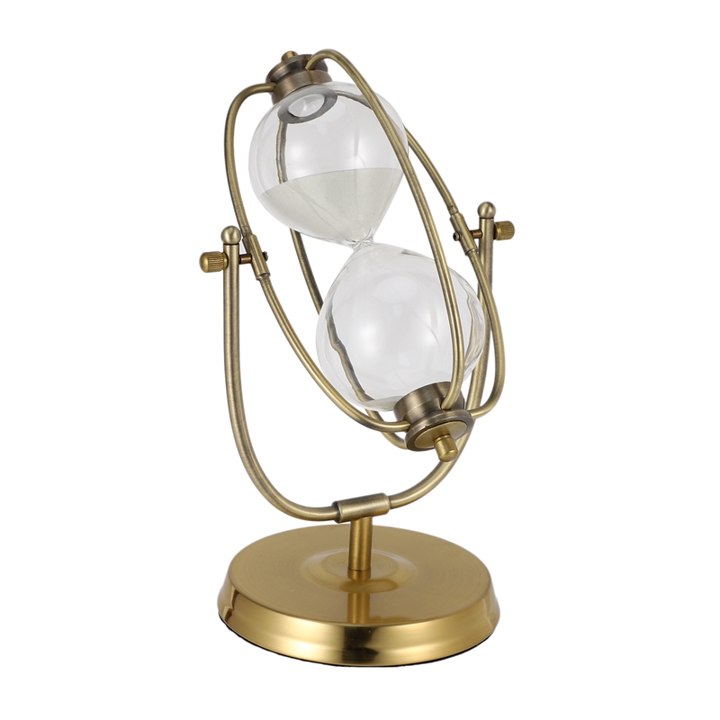 Metal, areia, vidro europeu rotação 60 minutos ampulheta temporizador decoração para casa desktop areia temporizador