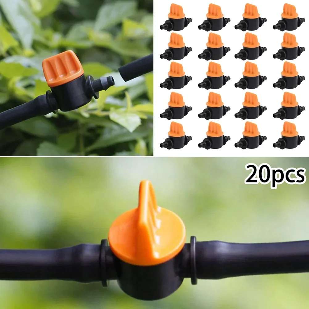 20 stk. 1/4 '' mini havevandingsventil med modhager til havevanding, vask og bilreguleringsventiler til 4mm/7mm slanger