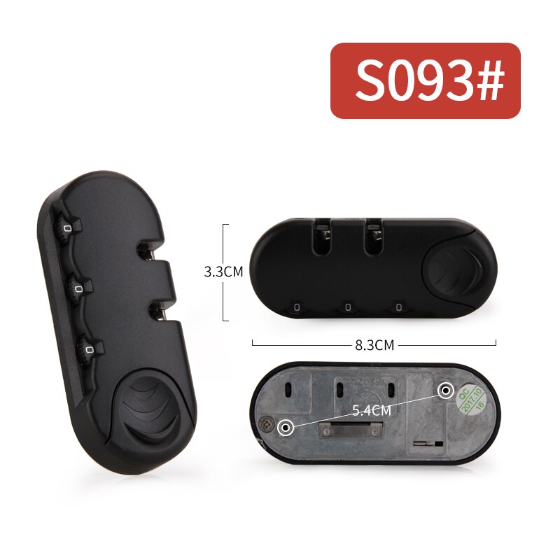 3 Digit Combination Padlock Accessories for Bags Lock Luggage Suitcase Travel Bag Code Lock Black Combination Trunk Fixed Lock: S093