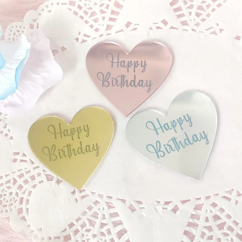 10 stk. tillykke med fødselsdagen cupcake toppers guld akryl cirkel dessert kage gør-det-selv dekorationer indsæt kort børnefødselsdagsfest dekoration