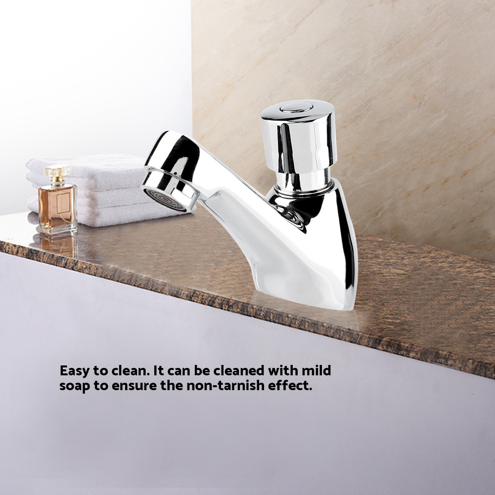 Basin Faucet Sink Tap Public Ktchen Bathroom Chrome Plated Self Closing Water Saving Time Delay Basin Sink Tap Faucet Faucet