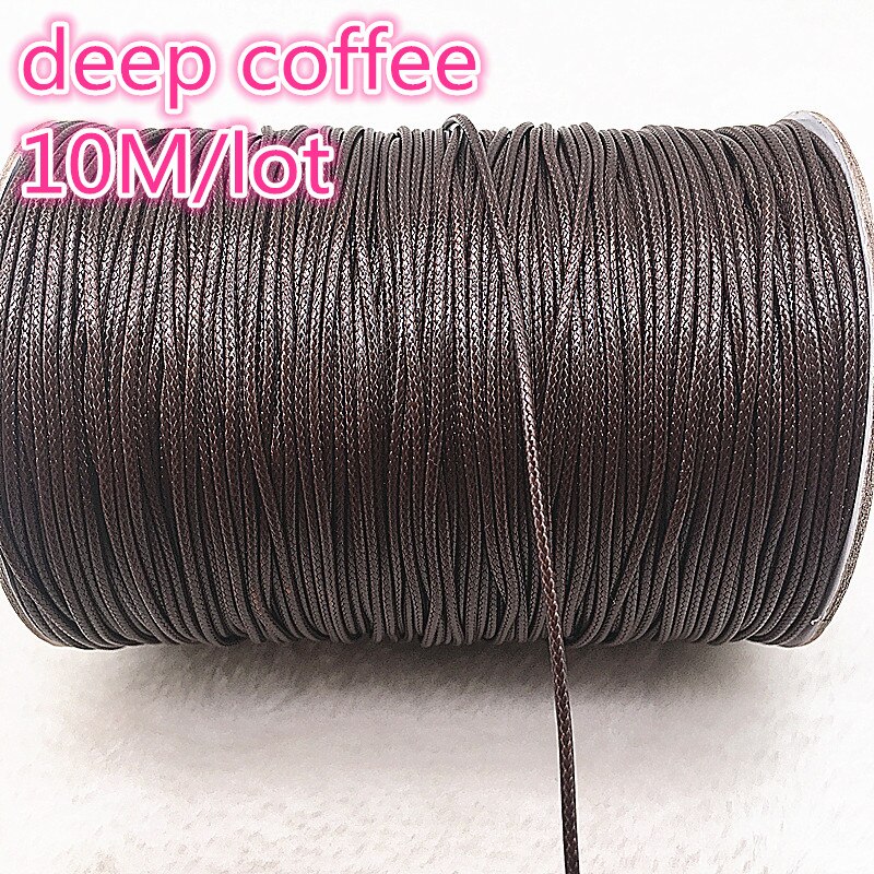 10M Durchmesser 1,0mm Gewachste Baumwolle Schnur Gewachst Gewinde Schnur String Strap Halskette Seil Bead Für Schmuck Machen DIY armband: 16deep coffee