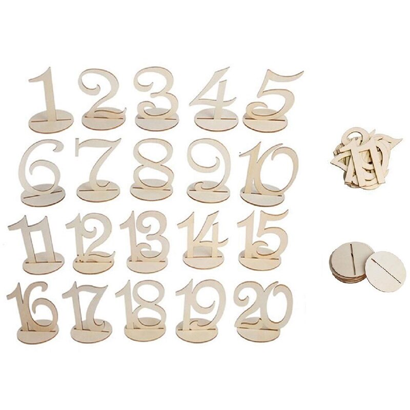 Wedding Table Numbers 1-20 Set Wood Table Numbers Centerpiece for Party Birthday Anniversary and Baby Shower Rustic Wood with Ho
