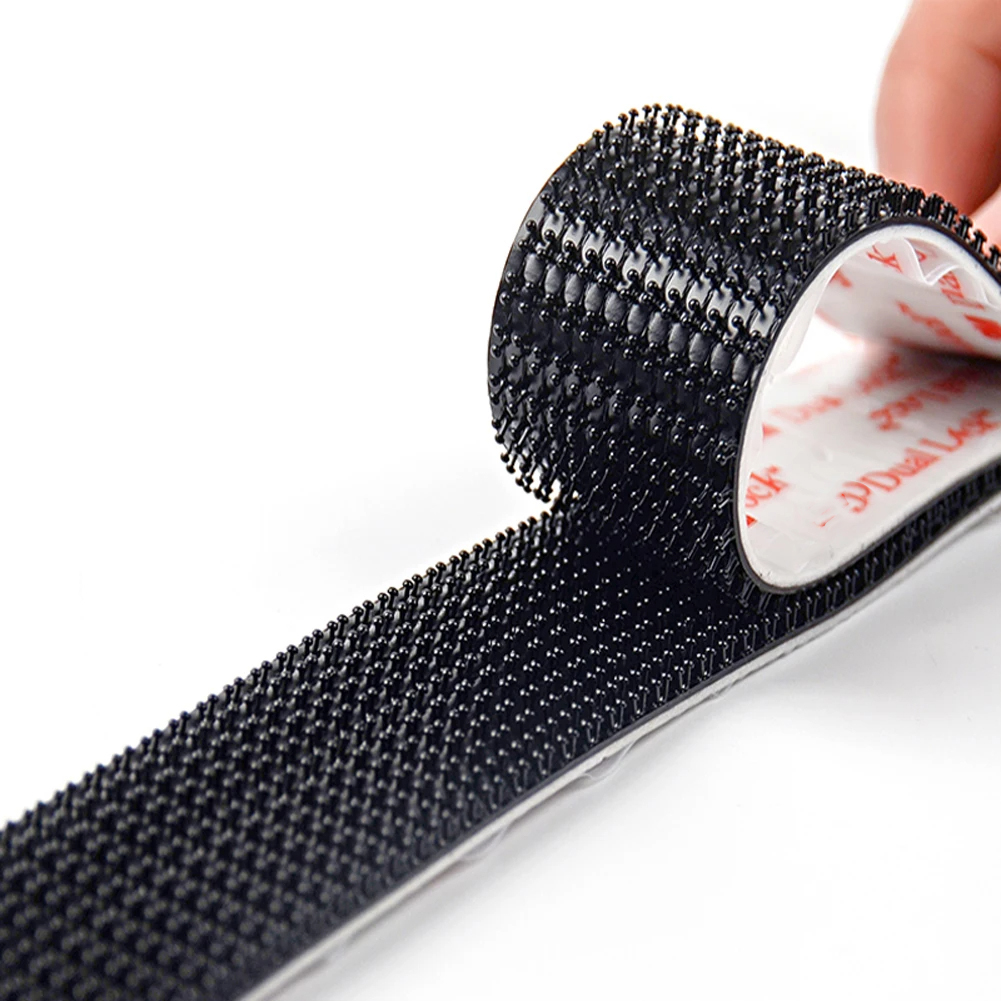 Sort selvklæbende tape syning sidet klæbende velcrolukning velcro svampe selvklæbende stof dobbelt fastgørelsestape dual lock dual-si