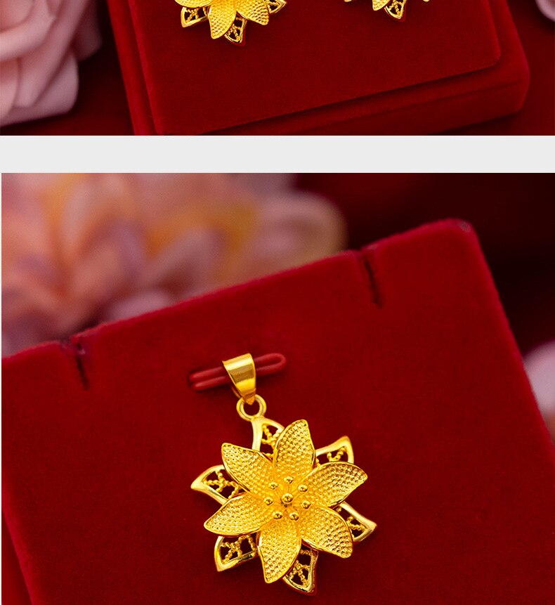 Puur 18K Geel Gouden Ketting Hanger Vrouwen Charme Gouden Ketting Luxe Sieraden voor Vrouwen Kleine Bloem Hanger voor Kerstcadeaus
