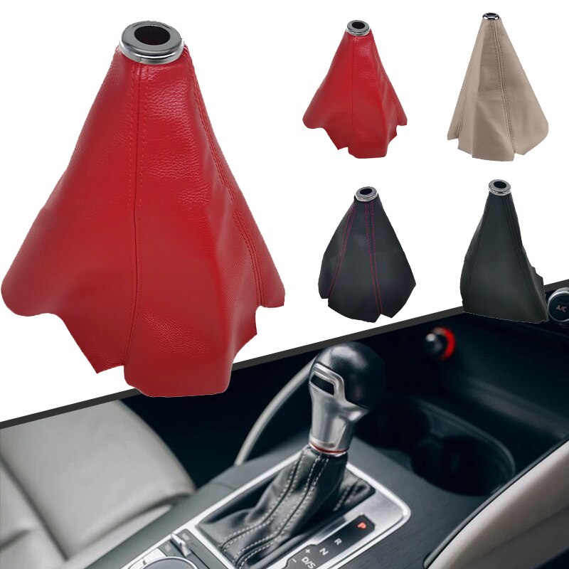 Polaina Universal de cuero PU para cambio de marchas de coche, perilla de palanca de cambios Manual de fibra de carbono, cubierta de arranque
