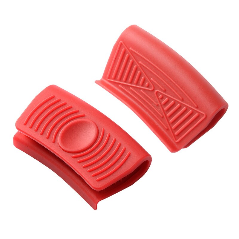 Pan Handvat Mitts Cover Keuken Silicone Panhandle Pot Mitts Cover Isolatie Non Slip Handvat Siliconen Case Anti-Broeien Oren: 1Set Red