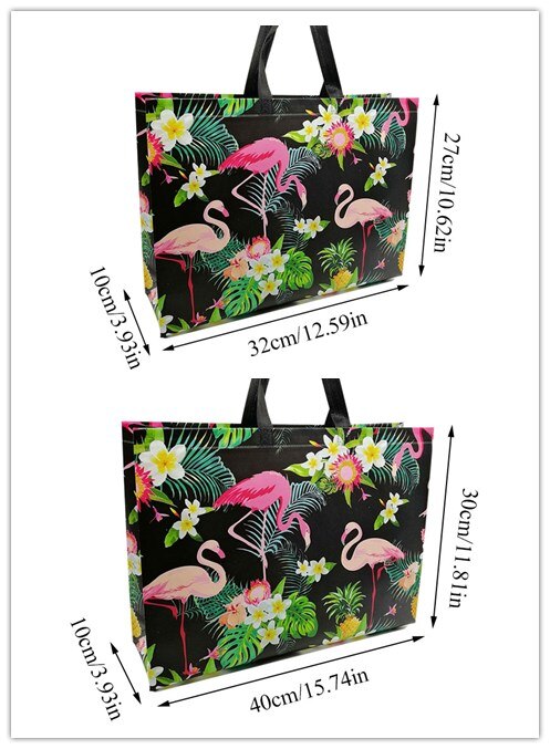 Bolsa de compras de Flamenco de tela no tejida, bolsa reutilizable para mujer, bolsas de almacenamiento, bolsa de mano de mujer ecológica impermeable, organizador bolsa impresa: 1 / L