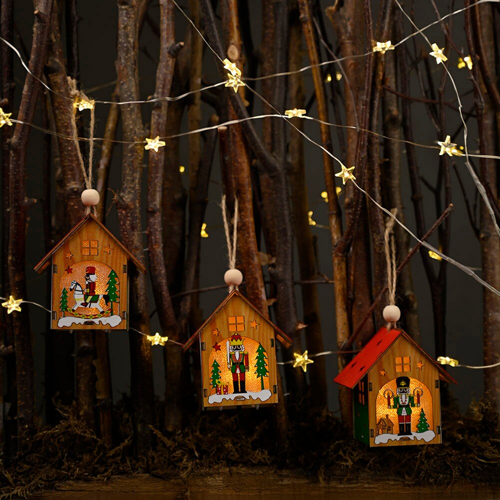 Houten Walnoot Soldaat Huis Boom Decoraties Opknoping Ornamenten Kinderen Speelgoed