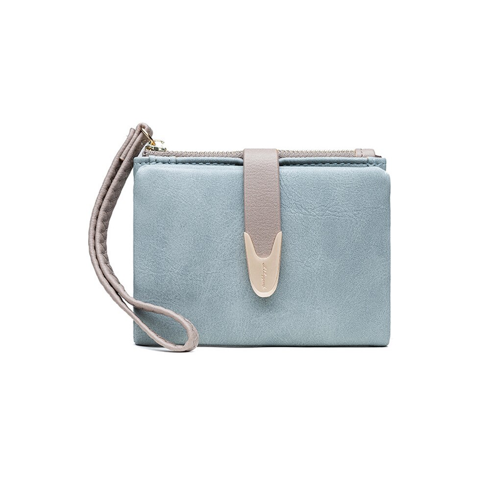 Large Capacity Women Pu Leather Wallets Female Multifunctional Hasp Purses Phone Wallet Coin Card Holders Long Wristlet Clutch: Light blue Short