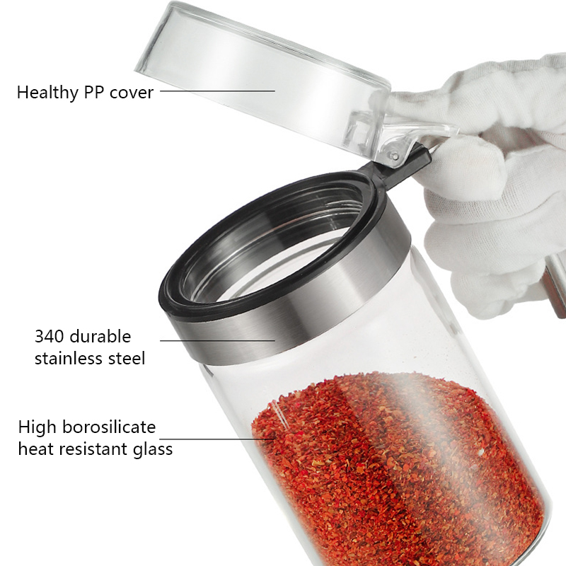 Yomdid Kruiden Pot Glazen Fles Kruiderij Opbergdoos Zout Peper Suiker Aroma Container Met Pp Deksel Keuken Benodigdheden