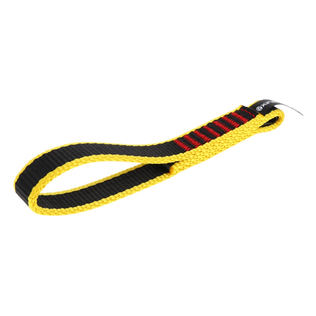 22KN Rock Climbing Quick Draw Nylon Open Sling Mountaineering Carabiner Hardware Webbing Strap Lanyard: Yellow 17cm