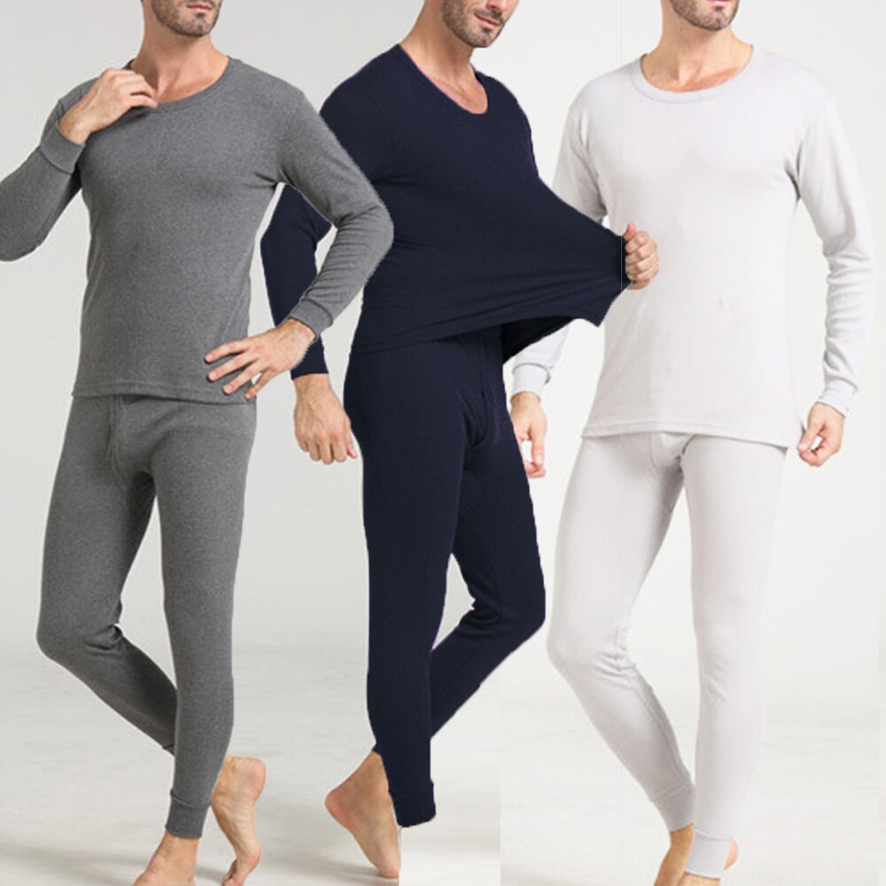 Men Pajama Sets Thermal Long Johns Top T Shirt Bottom Trouser Autumn Winter Warm Soft Comfortable Underwear Set Full Sleeve Male