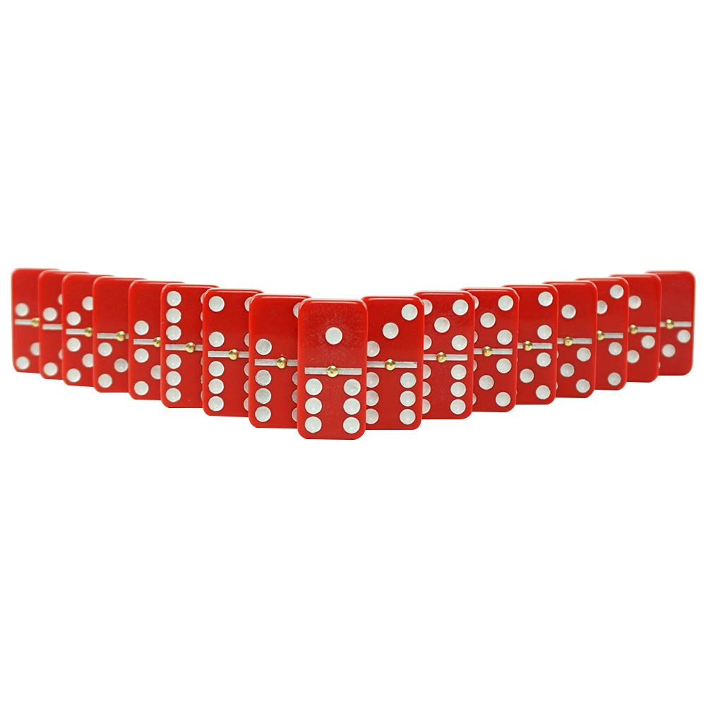 50mm*25mm*10mm double six red domino with white dot in red plastic box