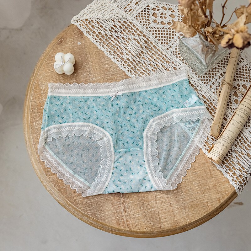Sweet Fresh Floral lace Mid-rise Seamless Panties women summer Girly mesh Panties lingerie women Panties N685: N685 2