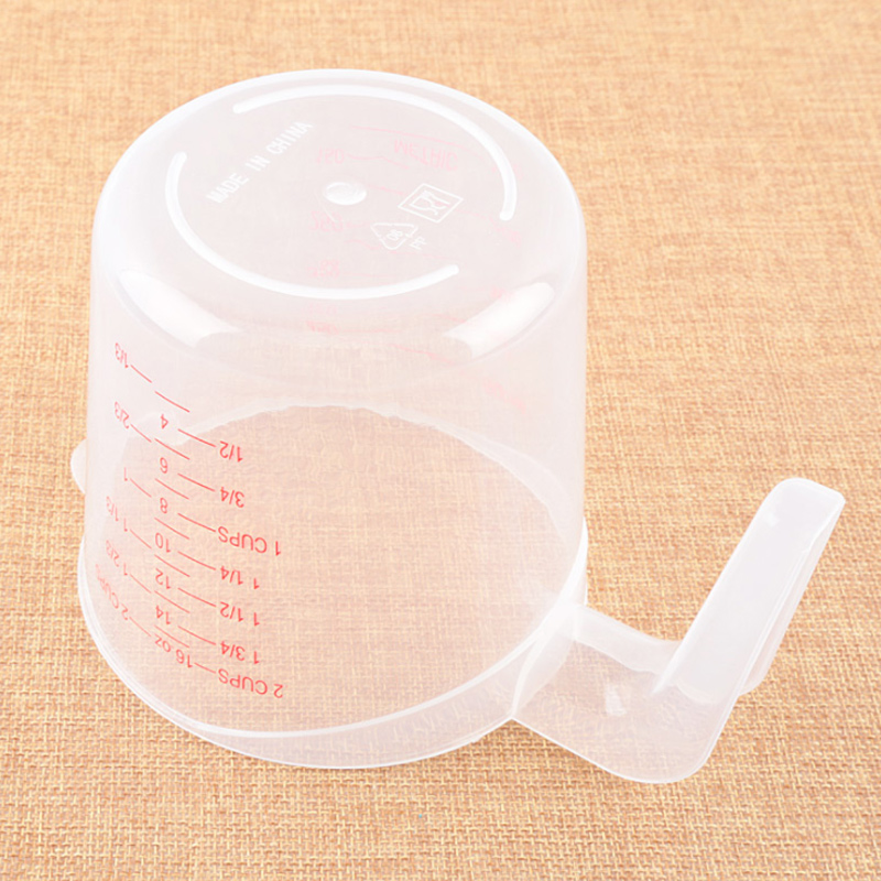 Plastik målekop kande 250/500/1000ml hældetud overflade kop med gradueret til køkkenredskaber