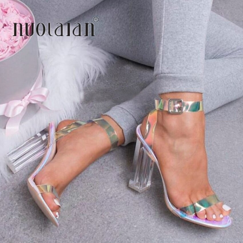 PVC Frauen Sandalen Sommer Öffnen Zeh hoch Fersen Frauen transparent Ferse Sandalen Frau Partei Schuhe Rabatt Pumpen 11 CM