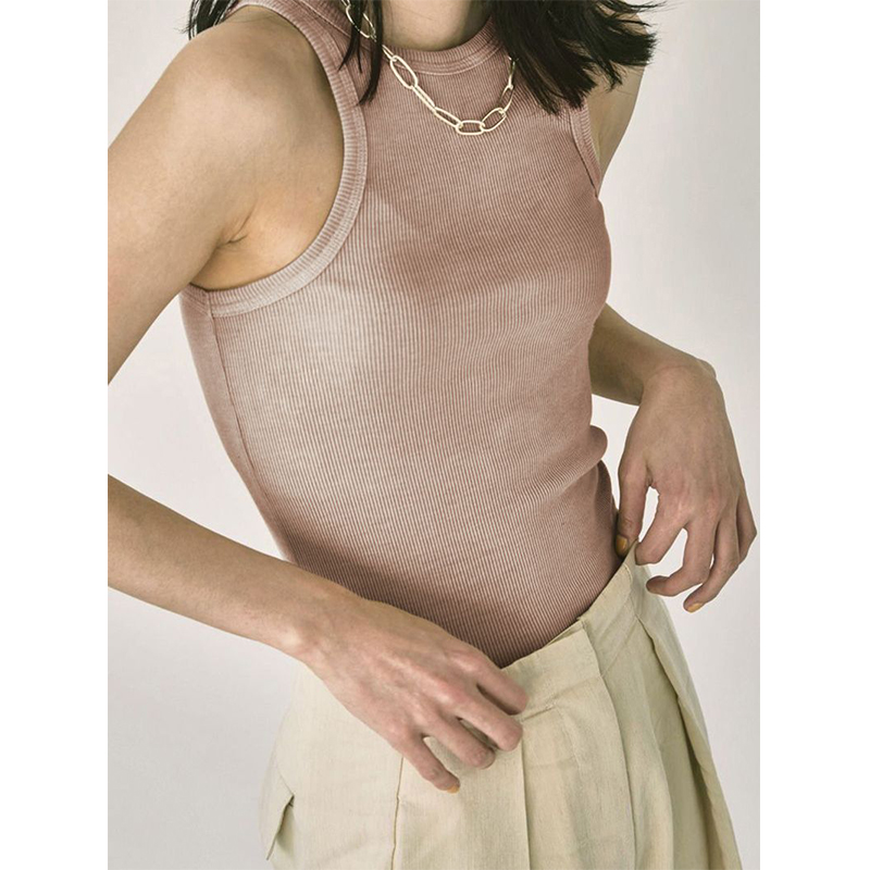 Dame blød viskose strikket ærmeløs tanktop sommer ensfarvet slim fit bodycon streetwear camisole til alle kampe