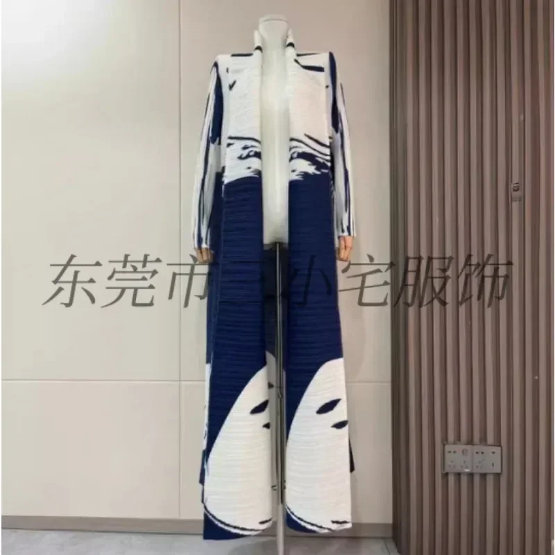 KAF Plissee Frauen Graben Mantel Jahrgang Gedruckt Strickjacke verlieren Plus Größe Frauen Lange Kleid Dubai Weibliche Luxus Abaya 2024