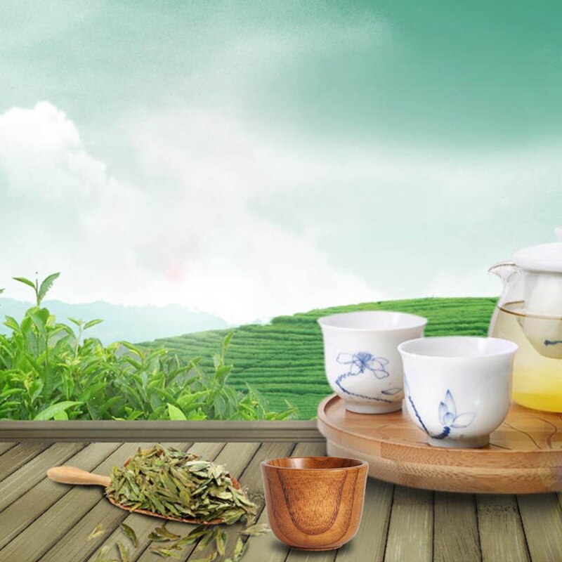 Japanese Style Natural Wooden Cup Reusable Environmental Protection Tea Coffee Milk Wine Cup Heat Insulation Water Cup