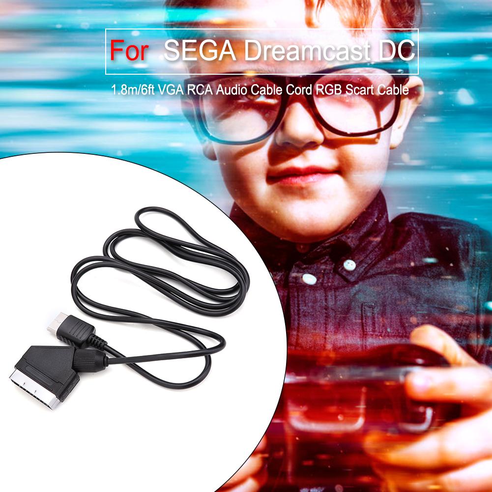 RGB Scart Cable Adapter 1.8m/6ft VGA RCA Audio Cable Cord for SEGA Dreamcast DC PVC RGB Scart Cable for SEGA Dreamcast DC