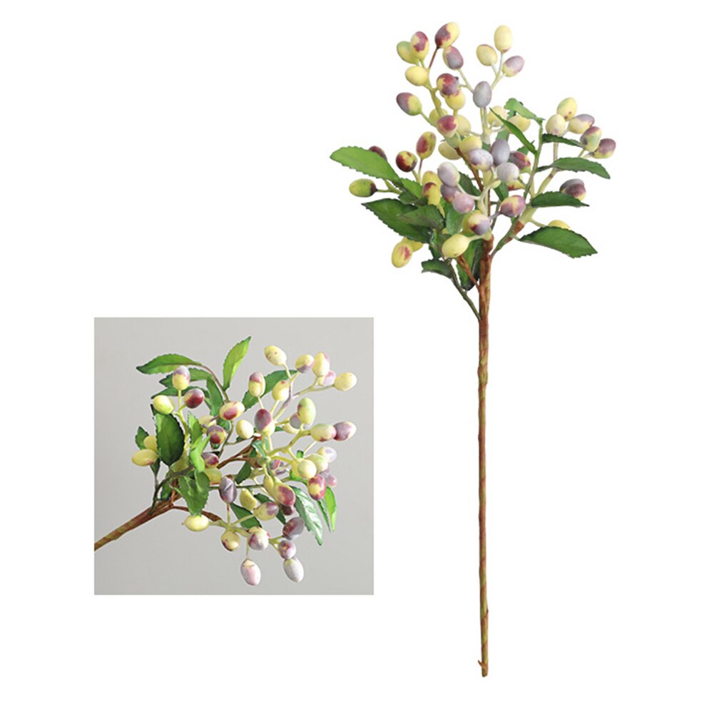 5 vorken kunstbloem bessen fruit plant tak kunstbes levendig rode hulst bessen huis guirlande bruiloft decoratie: Geel roze