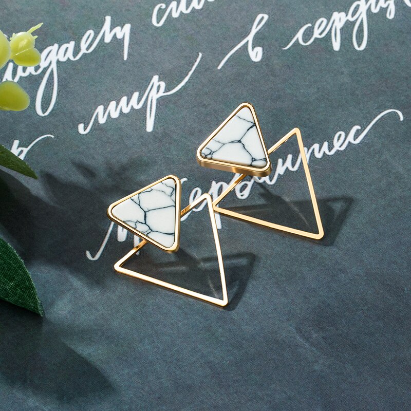 POXAM Korean Dangle Earrings For Women Statement Earrings Geometric Gold Earrings Modern Wedding Jewelry: Gold 2