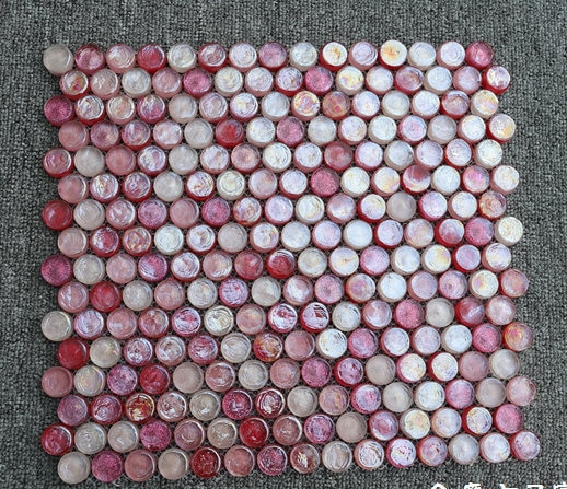 Penny Round Sugar Pink Rose Red Glass Mosaic Wall Tile JMFGT2007 Kitchen Backsplash Bathroom Glass Tiles