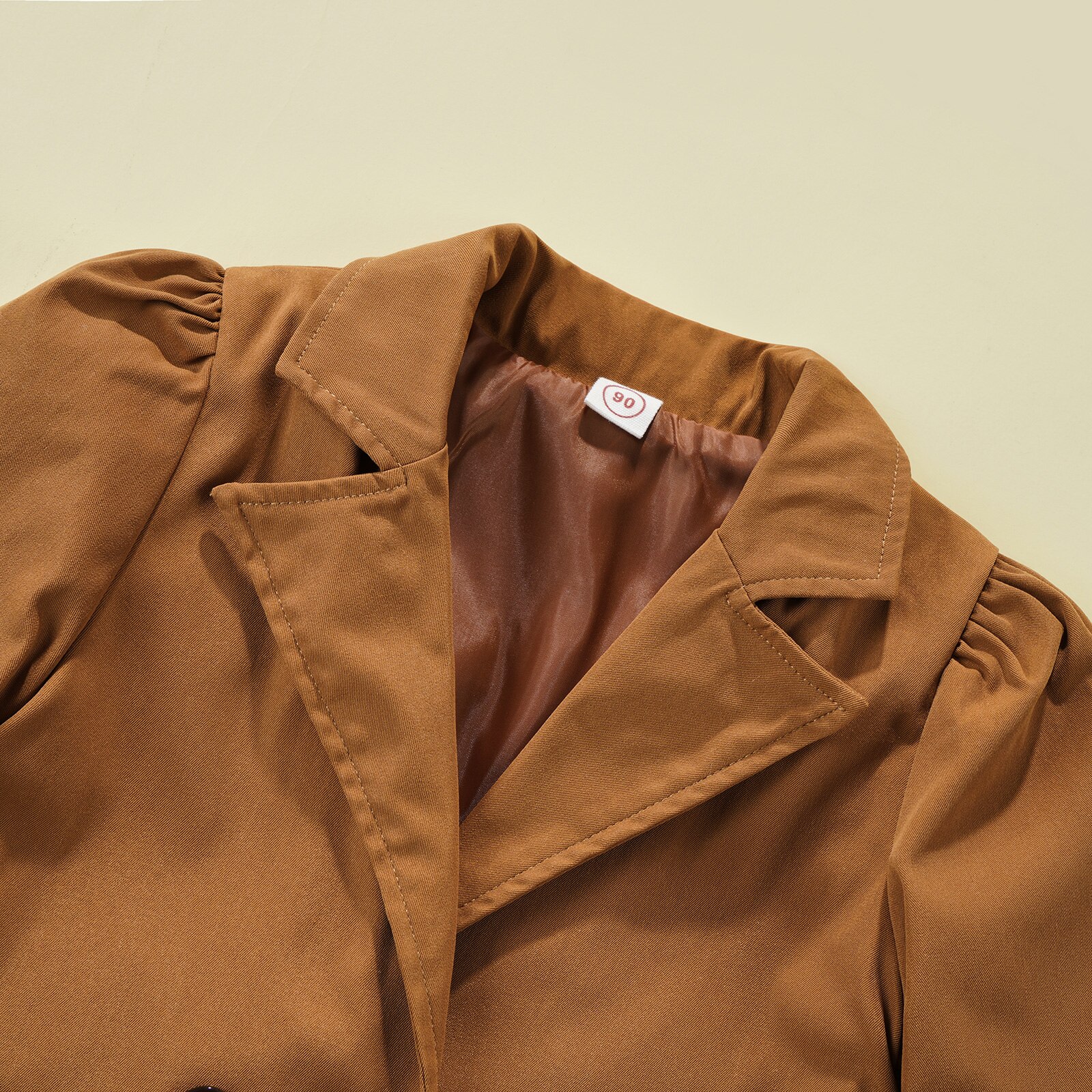 Veste 2 couleurs à manches longues pour fille de 1 à 6 ans, manteau de Blazer Double boutonnage à revers de couleur unie