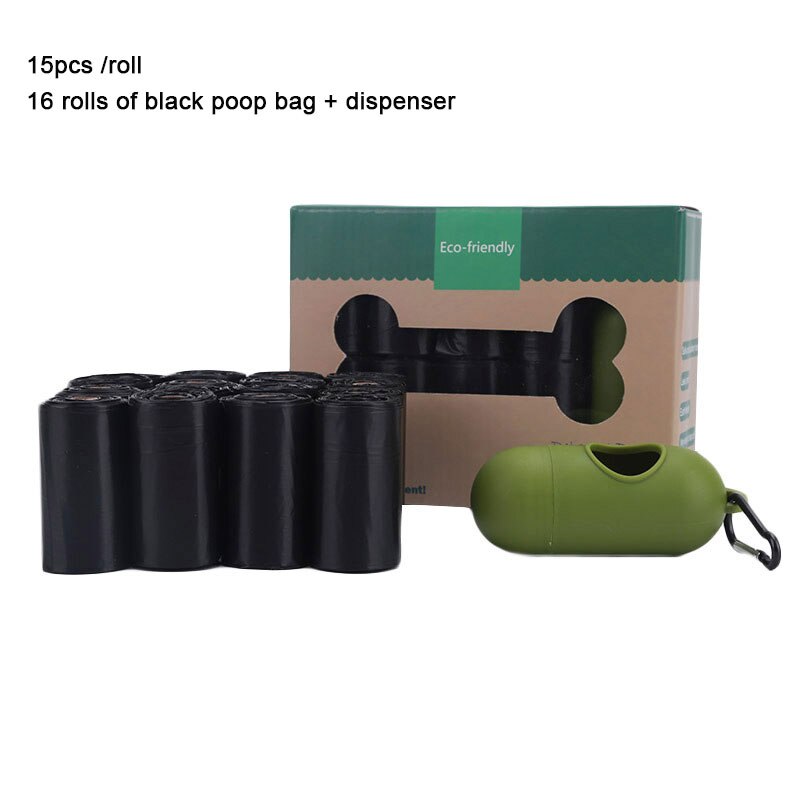 8/16 rollos bolsa de caca de mascota Degradable bolsa de basura portátil amigable con la tierra bolsas de residuos de perro suministros para caminar dispensador de recogida redondeado: 8