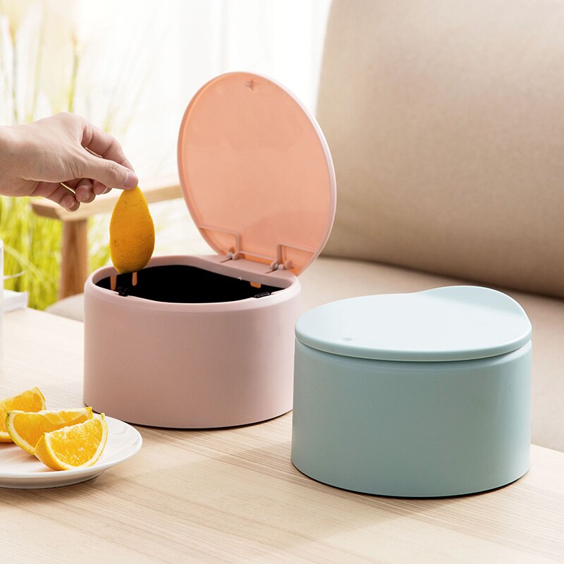 Kleine prullenbak voor thuis, bureau, papierbak voor de woonkamer, mini-prullenbak voor op kantoor, afgedekte prullenbak voor thuis