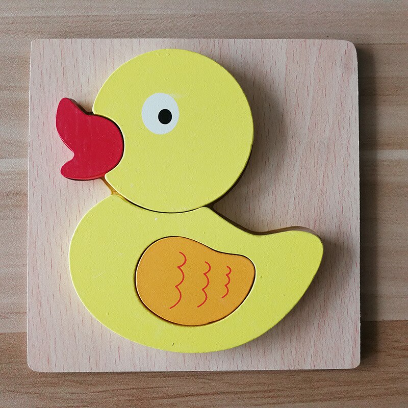 3D Holz Puzzle Puzzle Spielzeug Für Kinder Holz Cartoon Tier Puzzles Intelligenz Kinder Früh Pädagogisches Spielzeug Für Kinder: Yellow duck