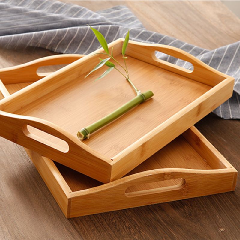 Free Ship Serving Tray with Handles Great for Dinner Trays, Tea Tray, Bar Tray, Breakfast Tray, or any Food Tray Bamboo Wooden
