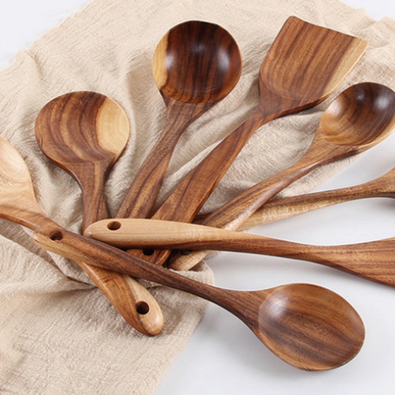 Non-stick Servies Bestek Set Houten Kookgerei Vork Lepel Mes Set Keukengerei Met Lange Handvat Spatel Platte Schop 1 PC